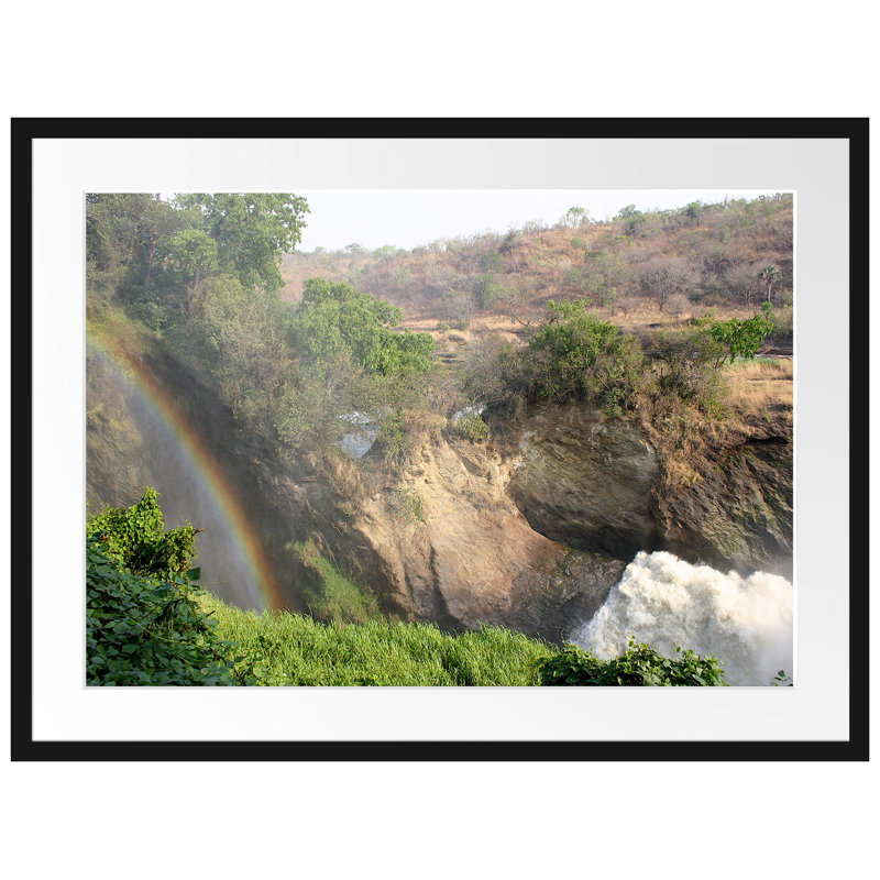 East Urban Home Gerahmtes Poster Regenbogen über Wasserfall | Wayfair.de